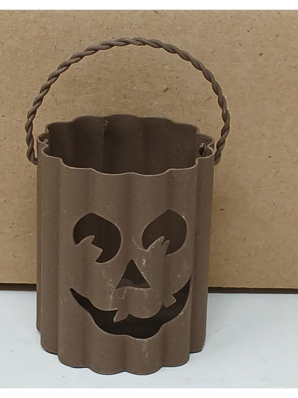 12 Mini Rustic Metal Jack-O-Lantern Candle Holder W/ Handle Halloween 3"T #S-5